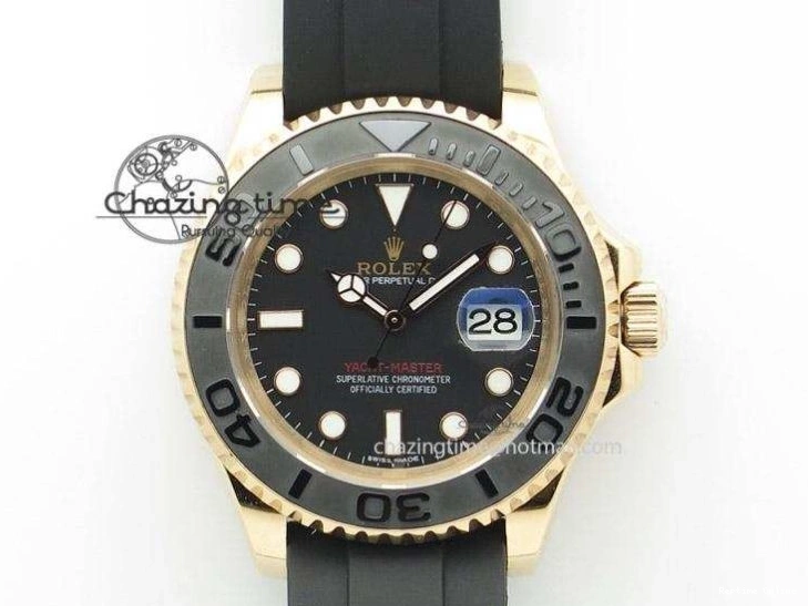 0124 Stretchable Yacht-Master 126655 C+F 1:1 Best Edition Black Ceramic Bezel on Oysterflex Rubber Strap VR 1955